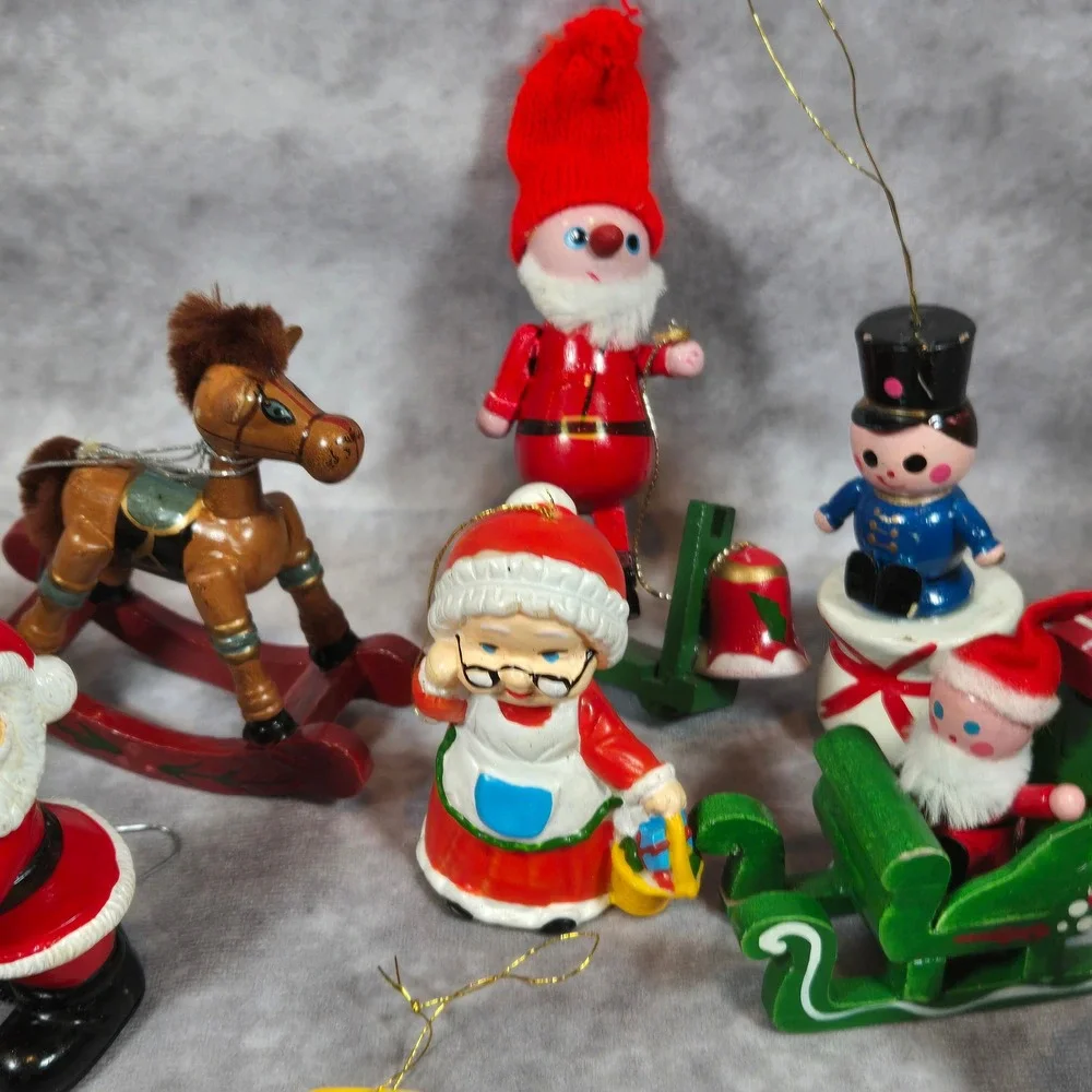 Vintage Christmas Ornaments‎ Santa Horse Raggedy Ann Lot of 13